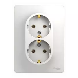 розетка штепсельная (скрытая, белая, 2 поста, с/з, с рамкой) se glossa, gsl000124