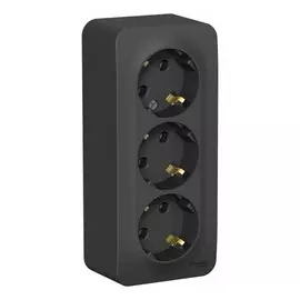 розетка штепсельная (открытая, 3 поста, антрацит, с/з) se blanca, blnra010316