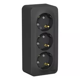 розетка штепсельная (открытая, 3 поста, антрацит, с/з) se blanca, blnra011316