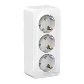 розетка штепсельная (открытая, белая, 3 поста, с/з), se blanca, blnra010311