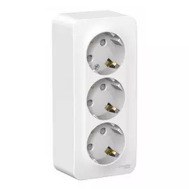 розетка штепсельная (открытая, белая, 3 поста, с/з, со шторками), se blanca, blnra011311