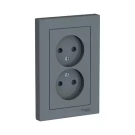 розетка schneider electric двойная без заземления со шторками 16а atlasdesign atn000722