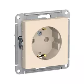 розетка штепсельная (скрытая, бежевая, 1 пост, с/з, со шторками,без рамки) se atlasdesign, atn000243