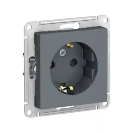 розетка schneider electric с заземлением со шторками 16а механизм грифель atlasdesign atn000745