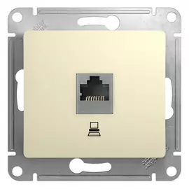 розетка компьютерная rj45 (бежевая, 1 пост) schneider electric glossa gsl000281k