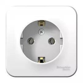 розетка штепсельная (открытая, белая, 1 пост, с/з, со шторкой) se blanca, blnra011111