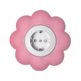 розетка штепсельная (розовая, 1 пост, с/з, со шторками, с рамкой) kranz happy kr-78-0625