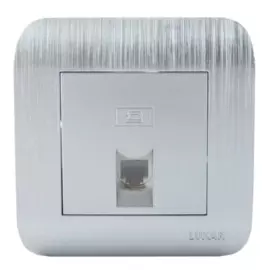 розетка телефонная rj-11 (серебро, 1 пост, с рамкой) luxar deco 10.048.03