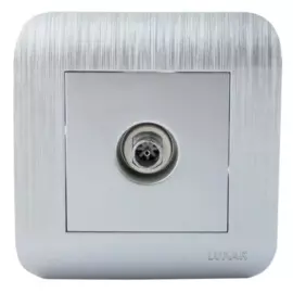розетка tv (серебро, оконечная, с рамкой) luxar deco 10.040.03