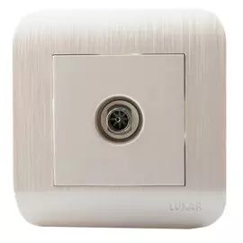 розетка tв оконечная белая с рифленой рамкой luxar deco 10.040.01