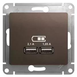 розетка usb (шоколад, 2 поста) schneider electric glossa gsl000833