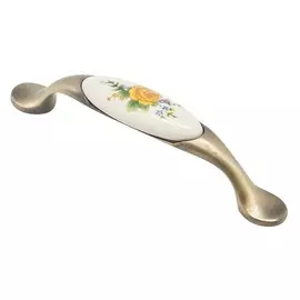 Ручка-скоба с фарфором 96мм SF02-06-96 BA ант.бронза/молочный