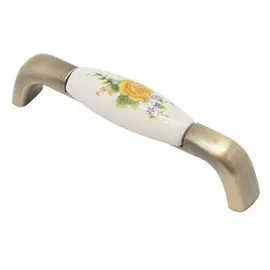 Ручка-скоба с фарфором 96мм SF04-06-96 BA ант.бронза/молочный
