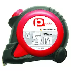 рулетка 5м 19мм с автостопом, прорезин. корпус, магнит. pqtools 2501516