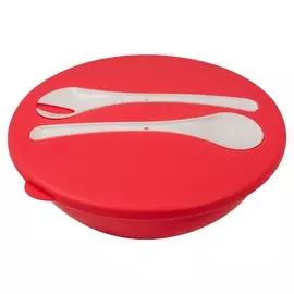 Салатница 3л Plastteam Корал круглая с крышкой и приборами PT9840