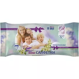 Салфетки влажные AK ЭДИТ универсальные для всей семьи с экстрактами трав, 18х16см, 60шт