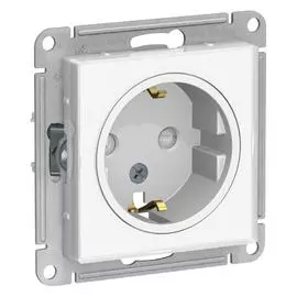 SE AtlasDesign Art Бел Розетка с/з со шторками, 16А, механизм