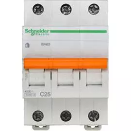 SE Домовой ВА63 Автоматический выключатель 3P 25A (C) 4.5kA