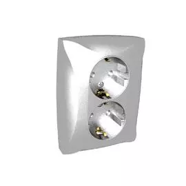 SE Дуэт Серебро Розетка 2-ая с/з с защитными шторками