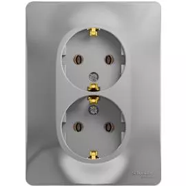 SE Glossa Алюминий Розетка 2-я с заземлением (в сборе с рамкой)
