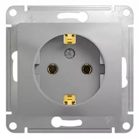 SE Glossa Алюминий Розетка с заземлением