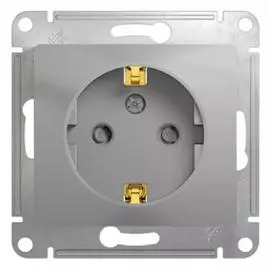 SE Glossa Алюминий Розетка с заземлением со шторками