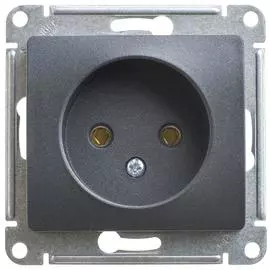 SE Glossa Антрацит Мех Розетка без заземления, 16А