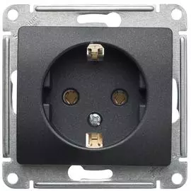 SE Glossa Антрацит Мех Розетка с заземлением, 16А