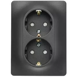 SE Glossa Антрацит Розетка 2-ая с/з со шторками, 16А (в сборе)