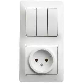 SE Glossa Бел Блок: розетка и 3-кл. выключатель