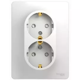 SE Glossa Бел Розетка 2-я с заземлением со шторками (в сборе с рамкой)