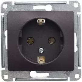SE Glossa Шоколад Мех Розетка с заземлением, 16А