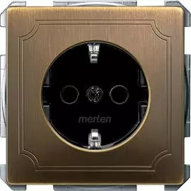 SE Merten SD Античная латунь Розетка с/з с защитными шторками безвинт. зажим