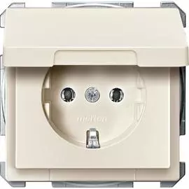 SE Merten SD QuickFlex Беж Розетка с/з с крышкой (термопласт) безвинт. зажим