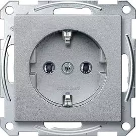 SE Merten SM Алюминий Розетка с/з безвинт. зажим