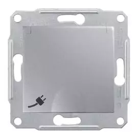 SE Sedna Алюминий Розетка 1-я с/з с защитными шторками с крышкой