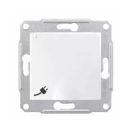 SE Sedna Бел Розетка 1-я с/з с защитными шторками с крышкой IP44