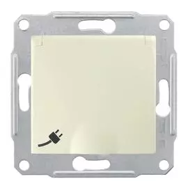 SE Sedna Беж Розетка 1-я с/з с защитными шторками с крышкой