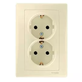 SE Sedna Беж Розетка 2-я с/з с защитными шторками литая