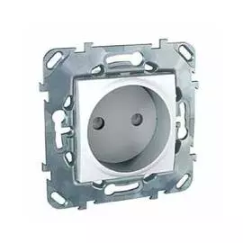 SE Unica Бел Розетка 1-ая б/з с защитными шторками винт. зажим