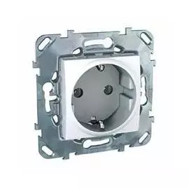 SE Unica Бел Розетка 1-ая с с/з винт. зажим