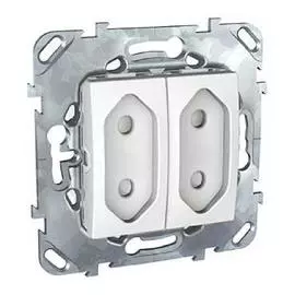 SE Unica Бел Розетка 2-ая, б/з, 10А, со шторками, для узких вилок