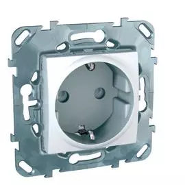 SE Unica Бел Розетка с/з с защитными шторками, б/зажим клеммы