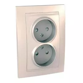 SE Unica Беж Розетка 2-ая б/з с защитными шторками винт. зажим, литая