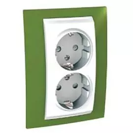 SE Unica Хамелеон Фисташка Розетка 2-ая с з/к (белая вставка)