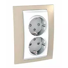 SE Unica Хамелеон Песчаный Розетка 2-ая с з/к (белая вставка)