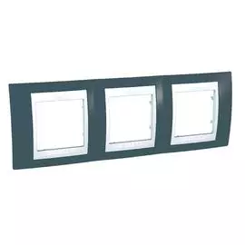 SE Unica Хамелеон Серо-Зеленый/Бел Рамка 3-ая горизонтальная