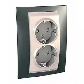 SE Unica Хамелеон Шампань Розетка 2-ая с з/к (бежевая вставка)