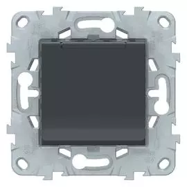 SE Unica New Антрацит Розетка с/з со шторками, с крышкой, 16А, 250В, IP40