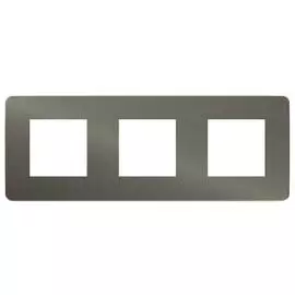SE Unica Studio Никель/Антрацит Рамка 3-ная